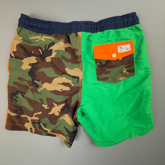 Polo Ralph Lauren Swim Trunks Boys XL Camo Orange Colorblock Mesh Lined Shorts - Picture 2 of 6